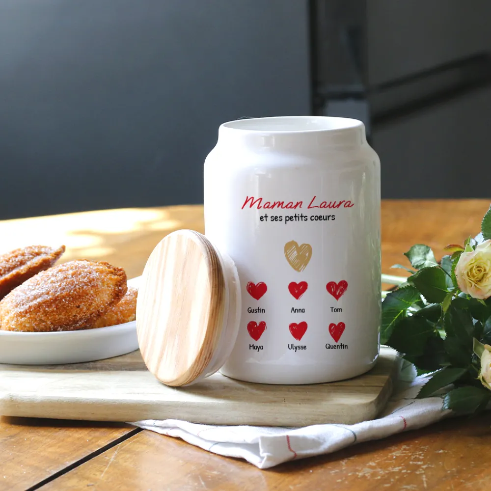 Pot à biscuits personnalisé - Maman et ses petits coeurs|Cadeaux.com Online