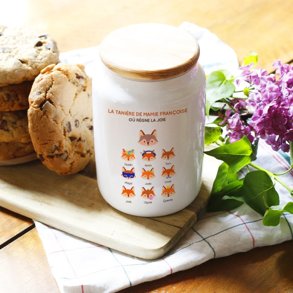 Pot à biscuits personnalisé - Mamie Renard et sa meute|Cadeaux.com New