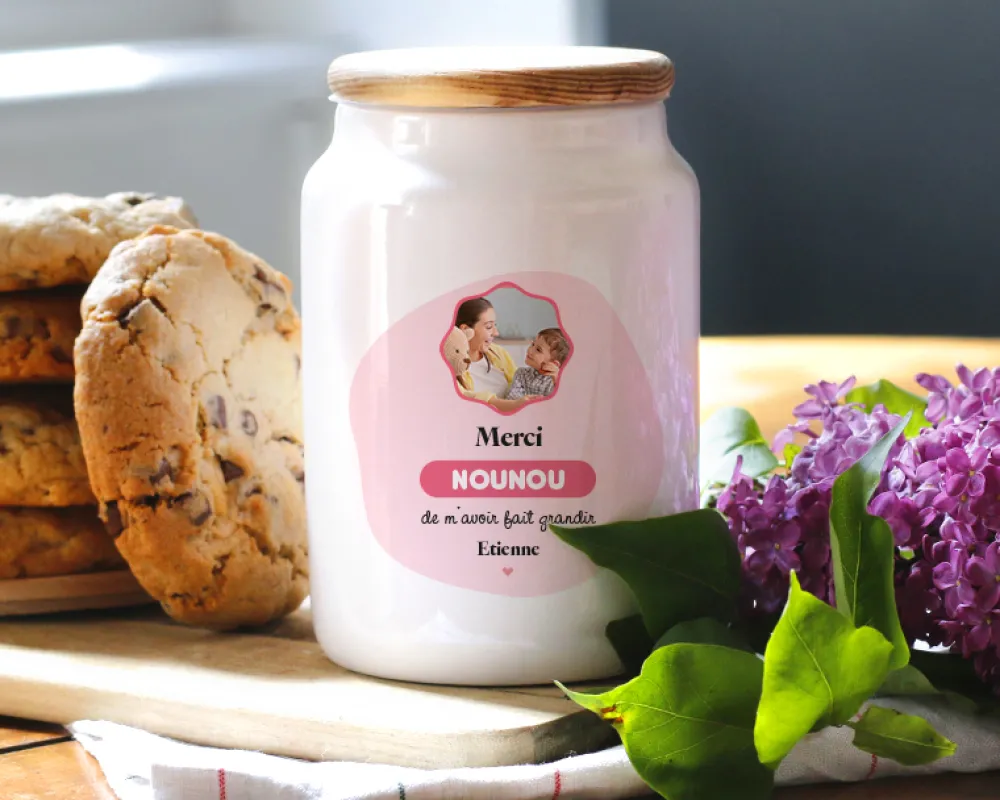 Pot à biscuits personnalisé photo - Nounou|Cadeaux.com Best