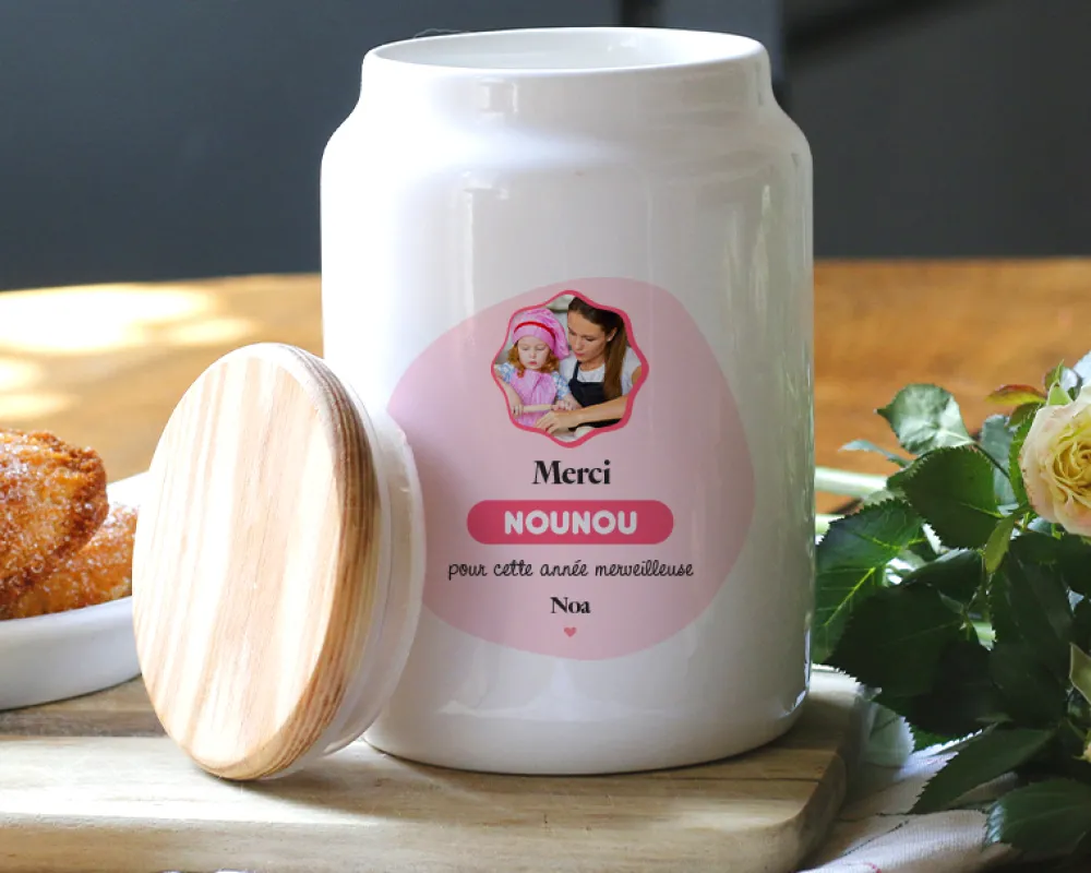 Pot à biscuits personnalisé photo - Nounou|Cadeaux.com Best