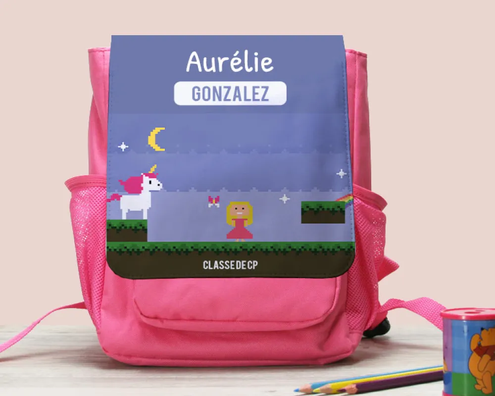 Sac à dos enfant personnalisable - Jeux Vidéo Rétro - Version Fille|Cadeaux.com Clearance