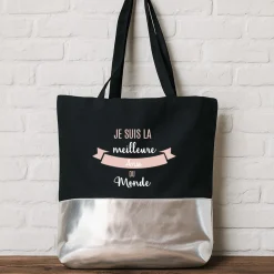 Sac noir personnalisé - Meilleure du monde|Cadeaux.com