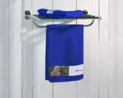 Serviette bleue Personnalisable - Photos et Message|Cadeaux.com New