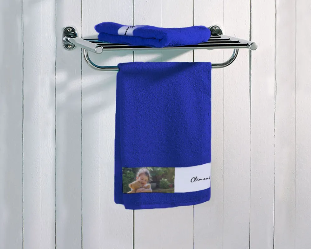 Serviette bleue Personnalisable - Photos et Message|Cadeaux.com New