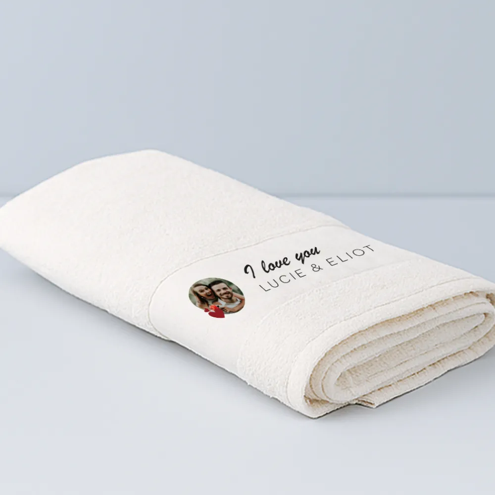 Serviette personnalisée - Couple photo|Cadeaux.com New