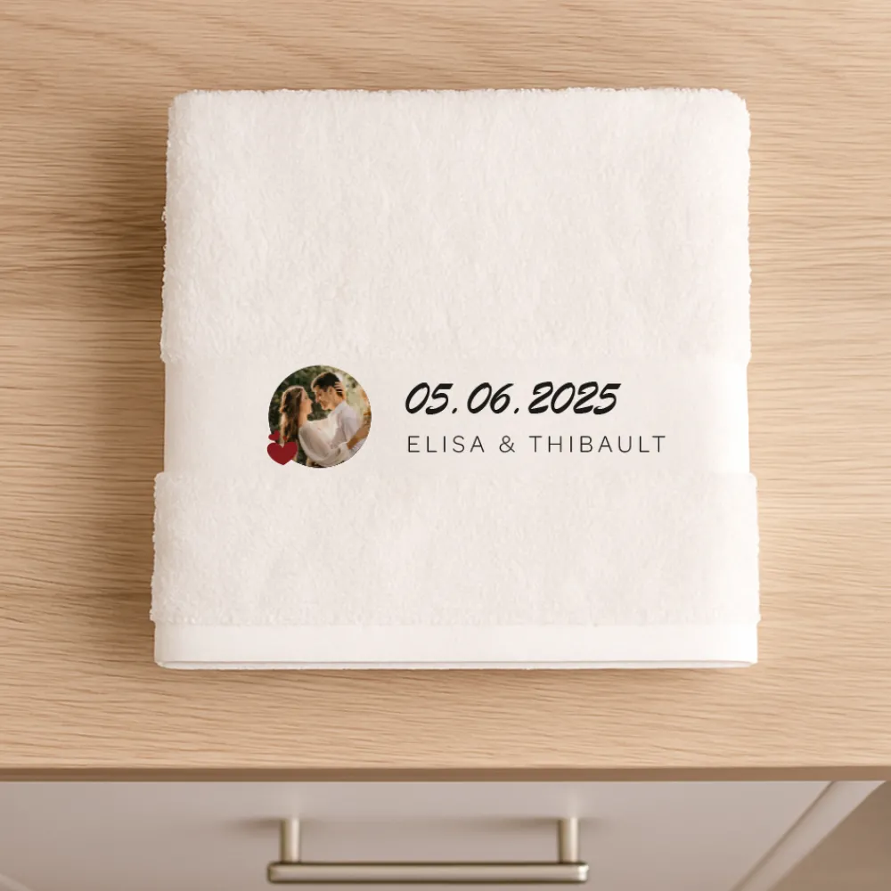 Serviette personnalisée - Couple photo|Cadeaux.com New