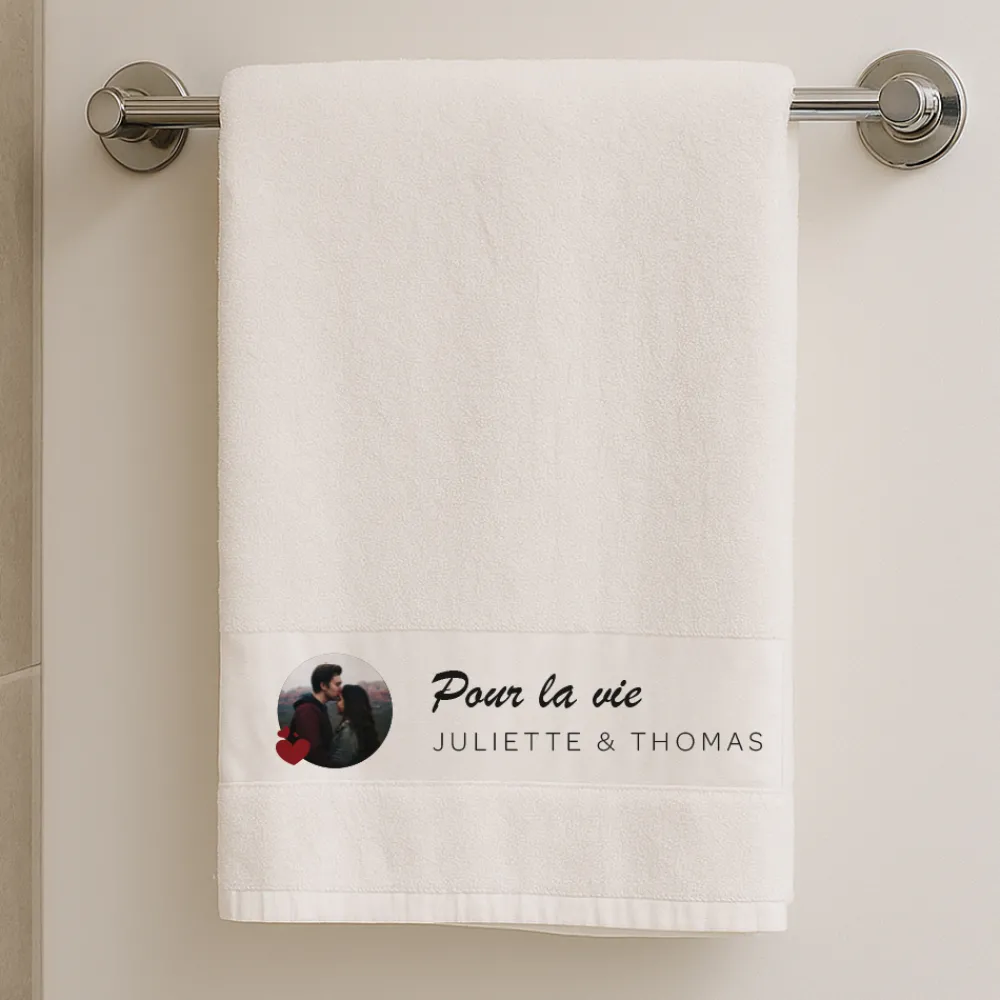 Serviette personnalisée - Couple photo|Cadeaux.com New