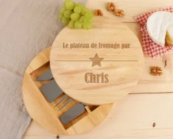 Set à fromage personnalisé en bois - Prénom|Cadeaux.com Online