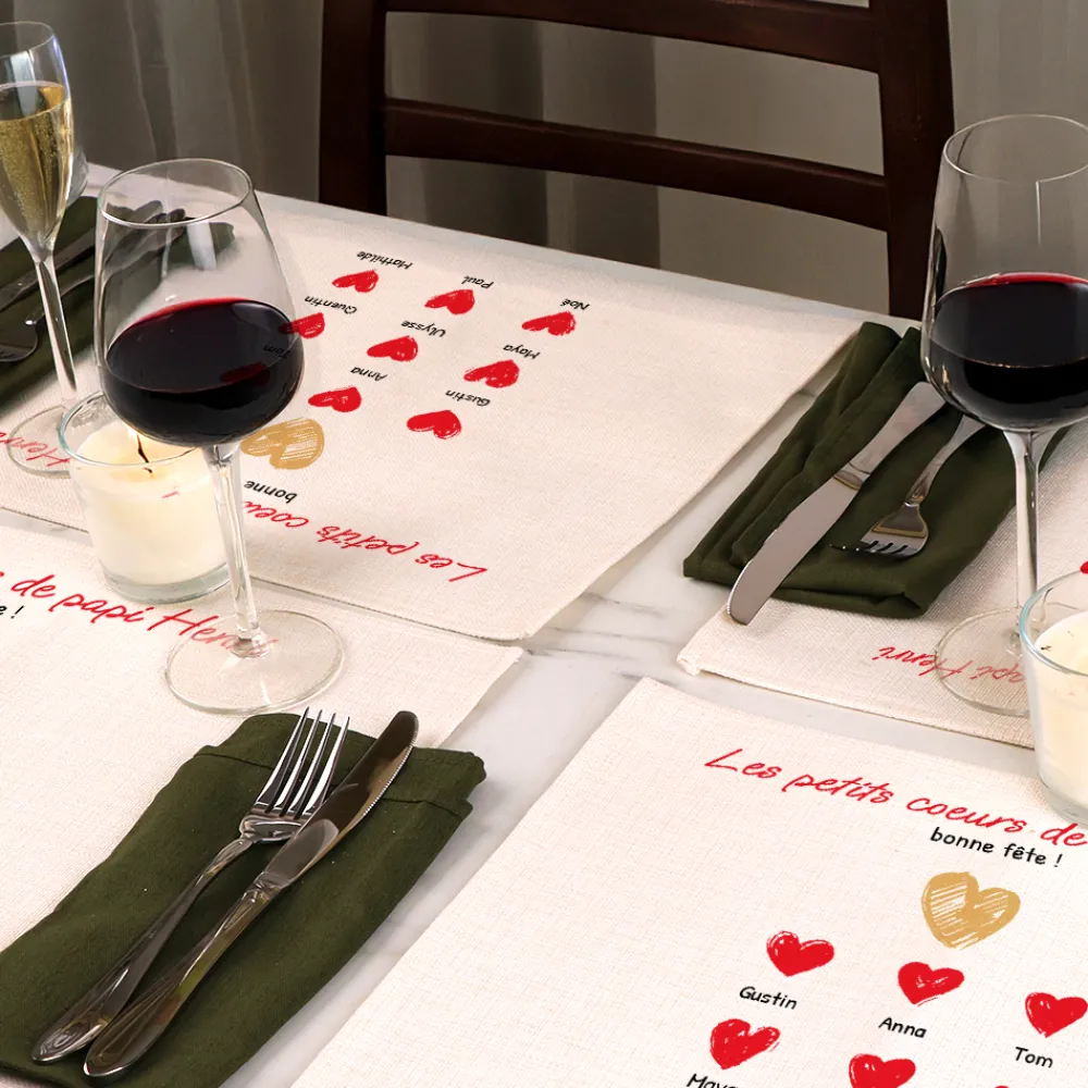 Set de table personnalisé - Papi et ses petits coeurs|Cadeaux.com Discount