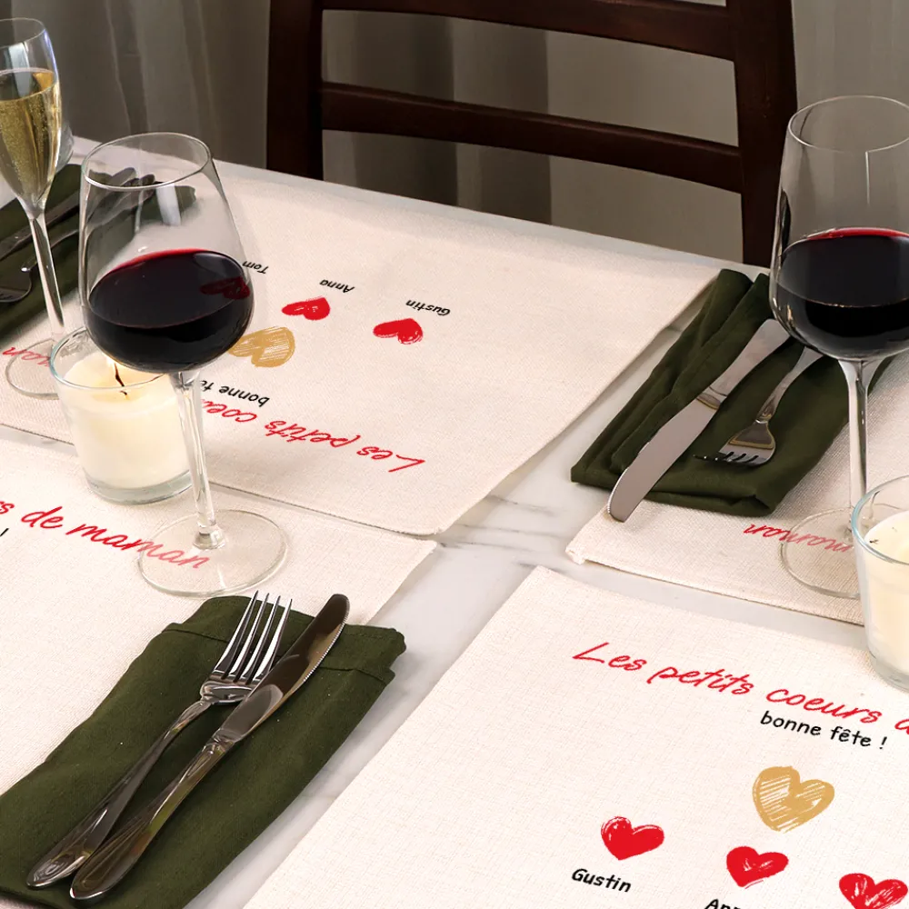 Set de table personnalisé - Maman et ses petits coeurs|Cadeaux.com