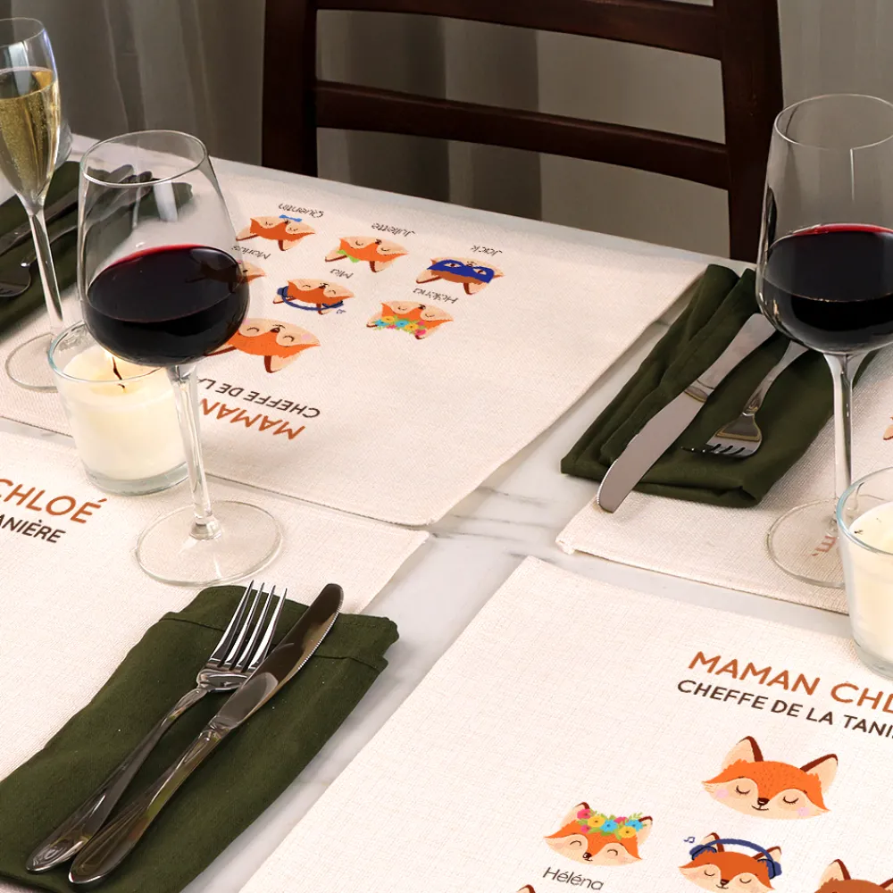 Set de table personnalisé - Maman Renard et sa meute|Cadeaux.com Hot