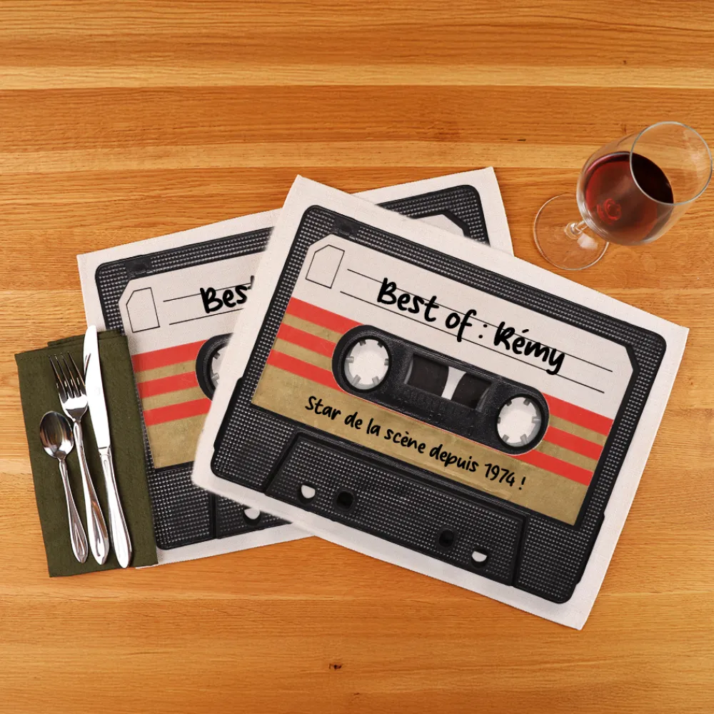 Set de table personnalisé - Retro K7 audio|Cadeaux.com Discount