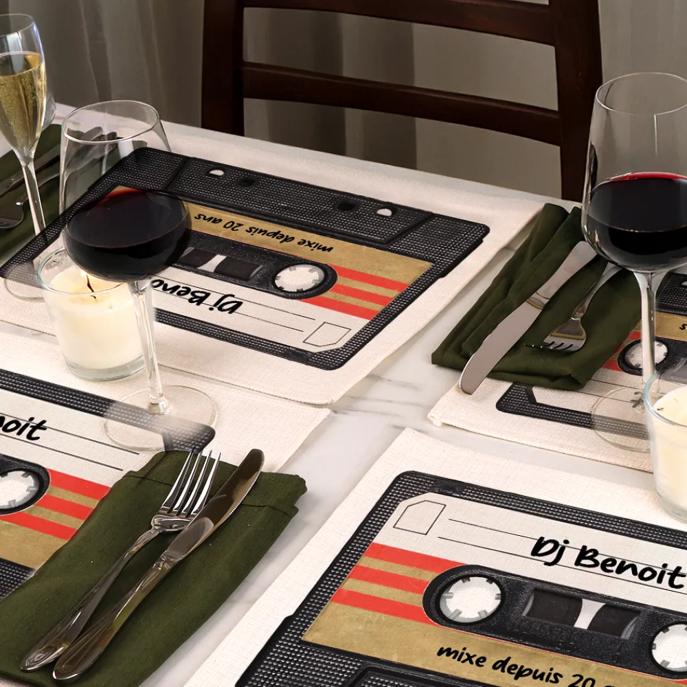 Set de table personnalisé - Retro K7 audio|Cadeaux.com Discount