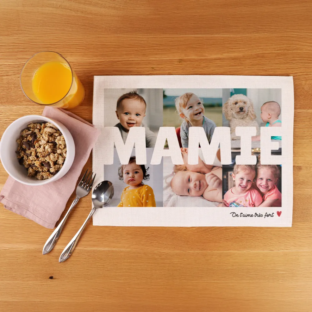 Set de table personnalisé - Multi photos famille|Cadeaux.com