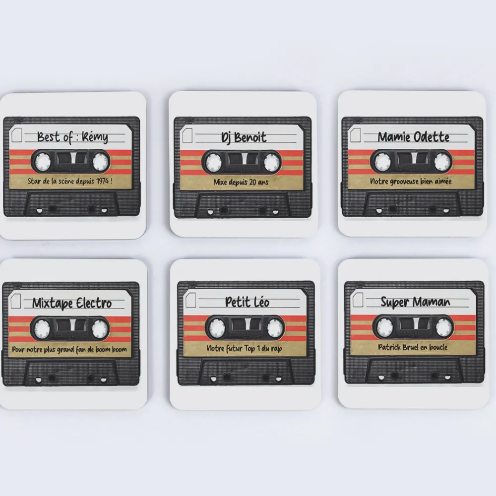 Sous-verres personnalisés - Retro K7 audio|Cadeaux.com Best