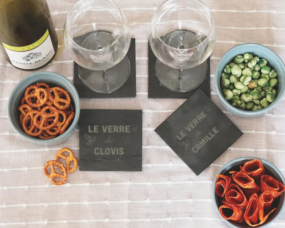Sous-verres personnalisés en ardoise naturelle|Cadeaux.com New