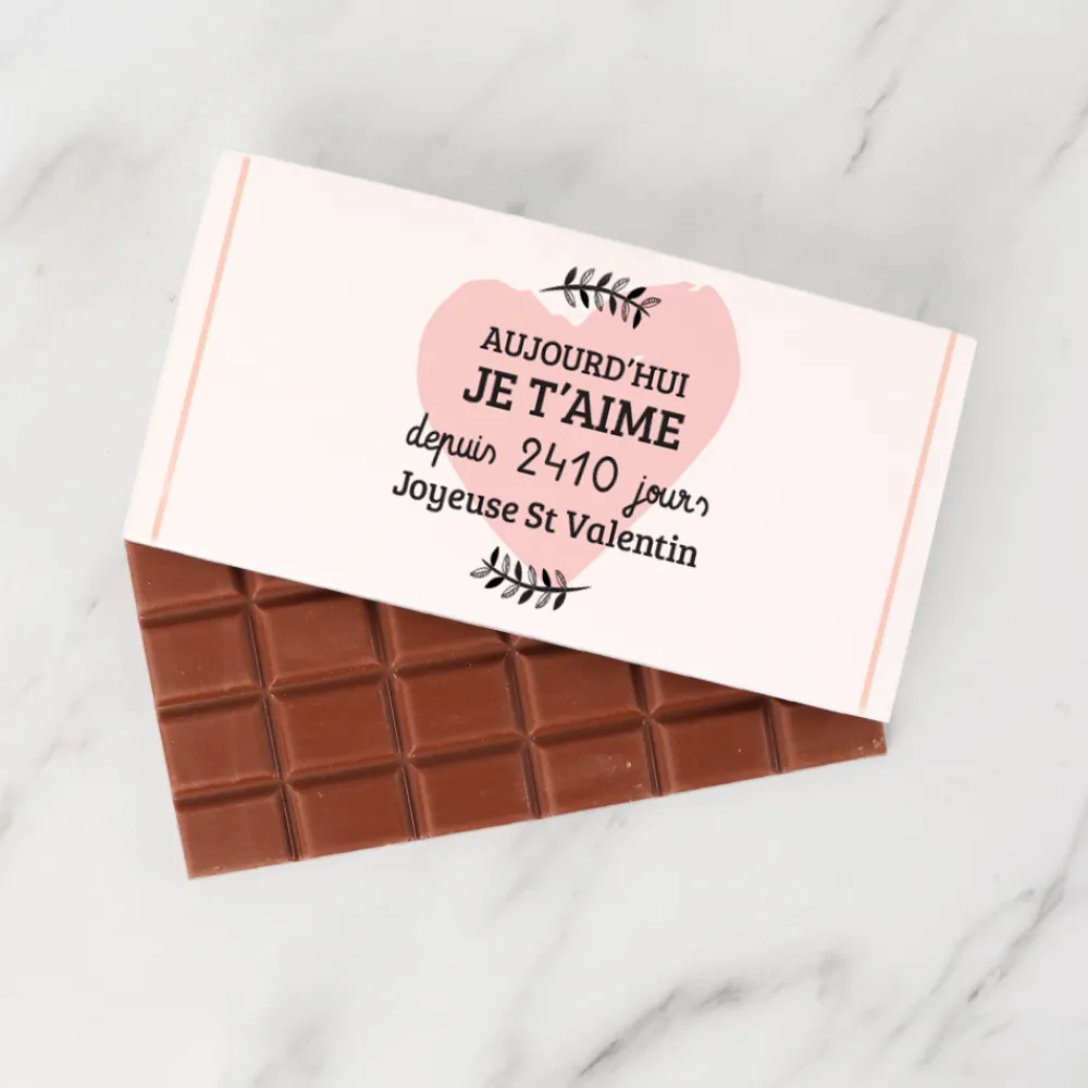 Tablette de chocolat personnalisable - Aujourd'hui je t'aime depuis X jours|Cadeaux.com Hot
