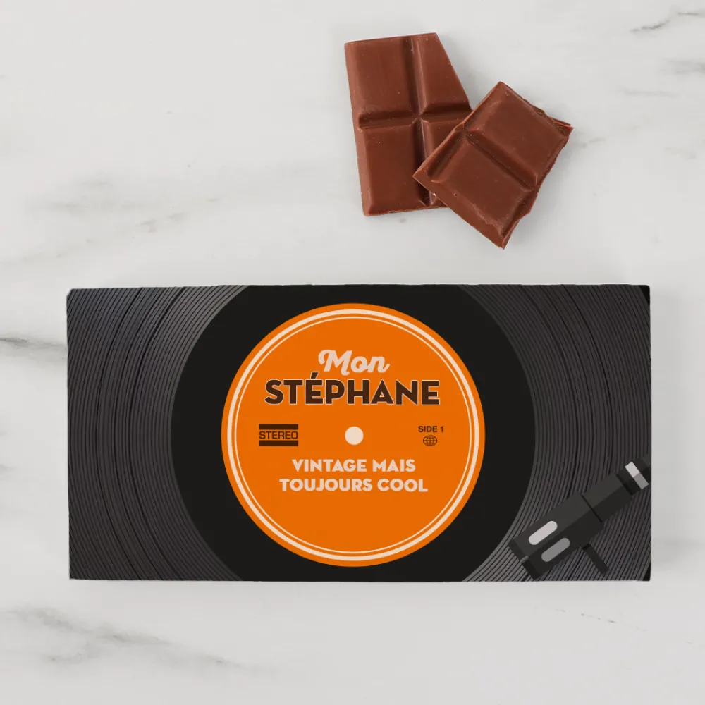 Tablette de chocolat personnalisée - Retro Vinyle|Cadeaux.com Online