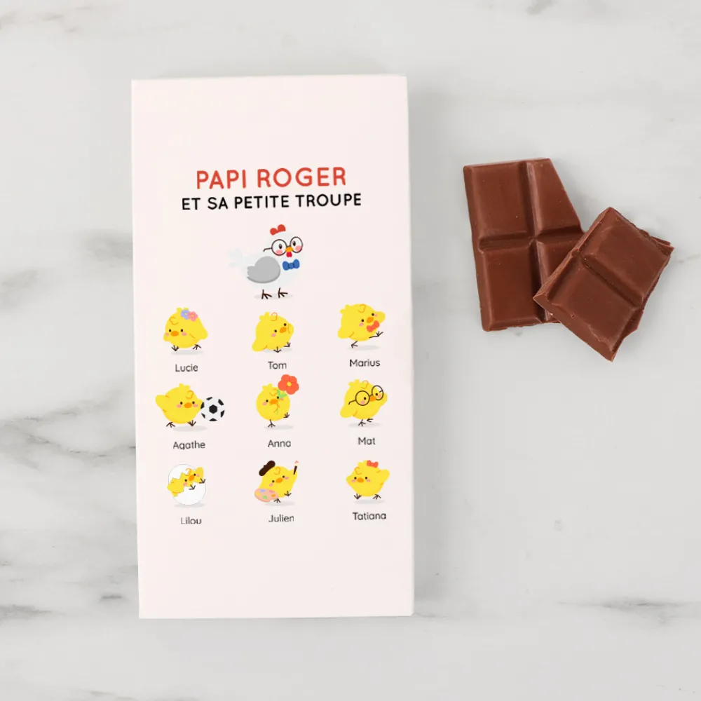 Tablette de chocolat personnalisée - Famille poussins|Cadeaux.com Hot