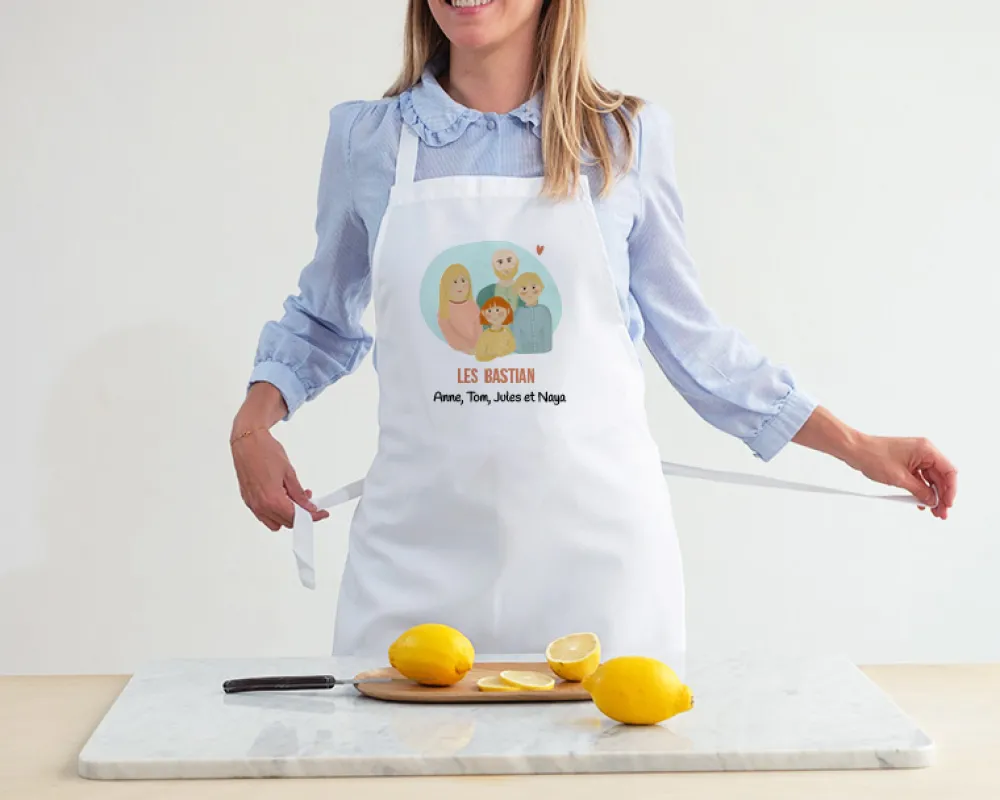 Tablier blanc personnalisé - Portrait de famille|Cadeaux.com Sale
