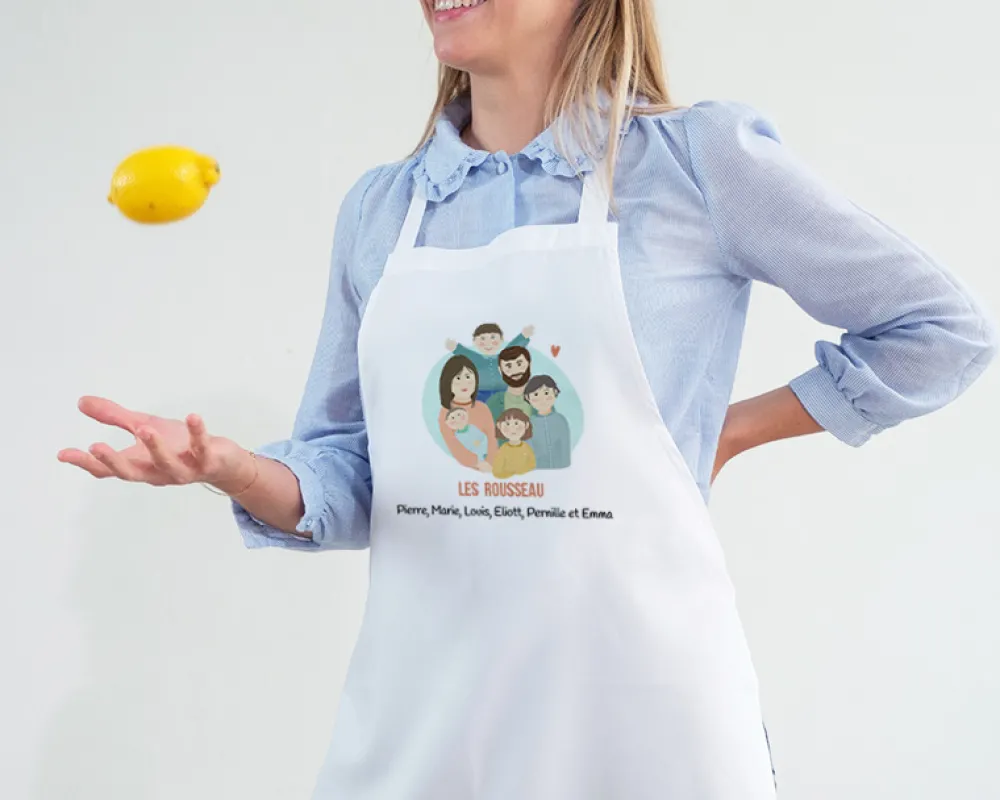 Tablier blanc personnalisé - Portrait de famille|Cadeaux.com Sale