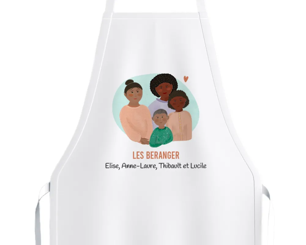 Tablier blanc personnalisé - Portrait de famille|Cadeaux.com Sale