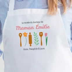 Tablier blanc personnalisé - Recette du Bonheur|Cadeaux.com Clearance