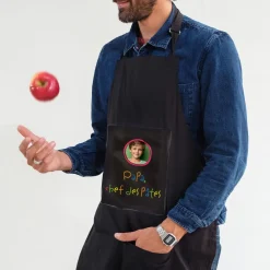 Tablier noir personnalisé - Mots d'enfants|Cadeaux.com Discount