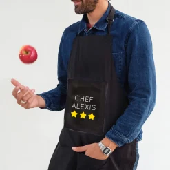 Tablier noir personnalisé - Prénom|Cadeaux.com Sale