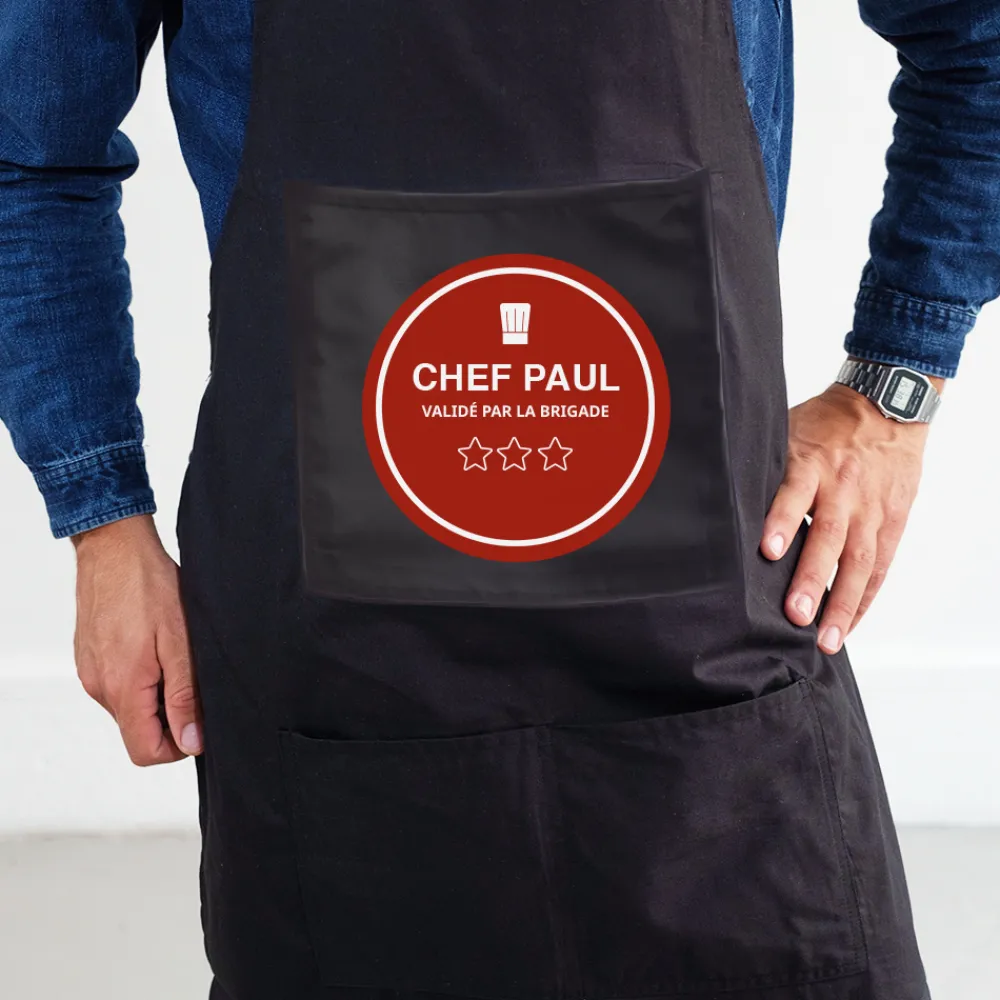 Tablier noir personnalisé - Chef étoilé|Cadeaux.com Outlet