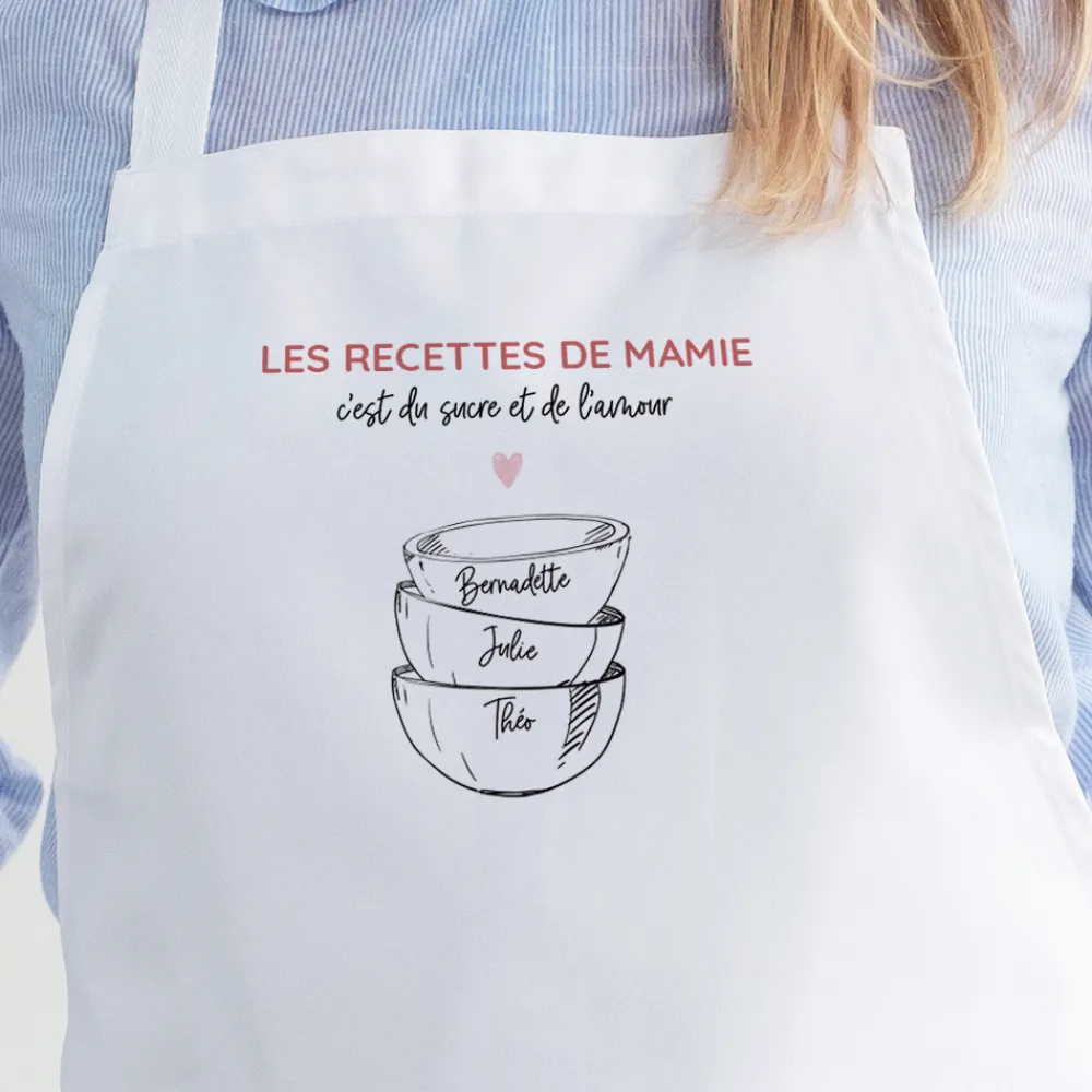 Tablier personnalisé - Bols prénoms famille|Cadeaux.com Online