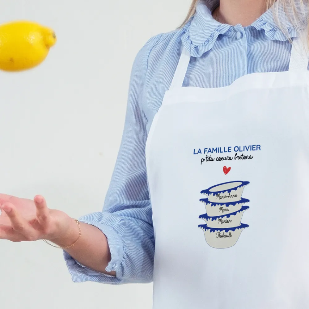 Tablier personnalisé - Bols prénoms famille|Cadeaux.com Online