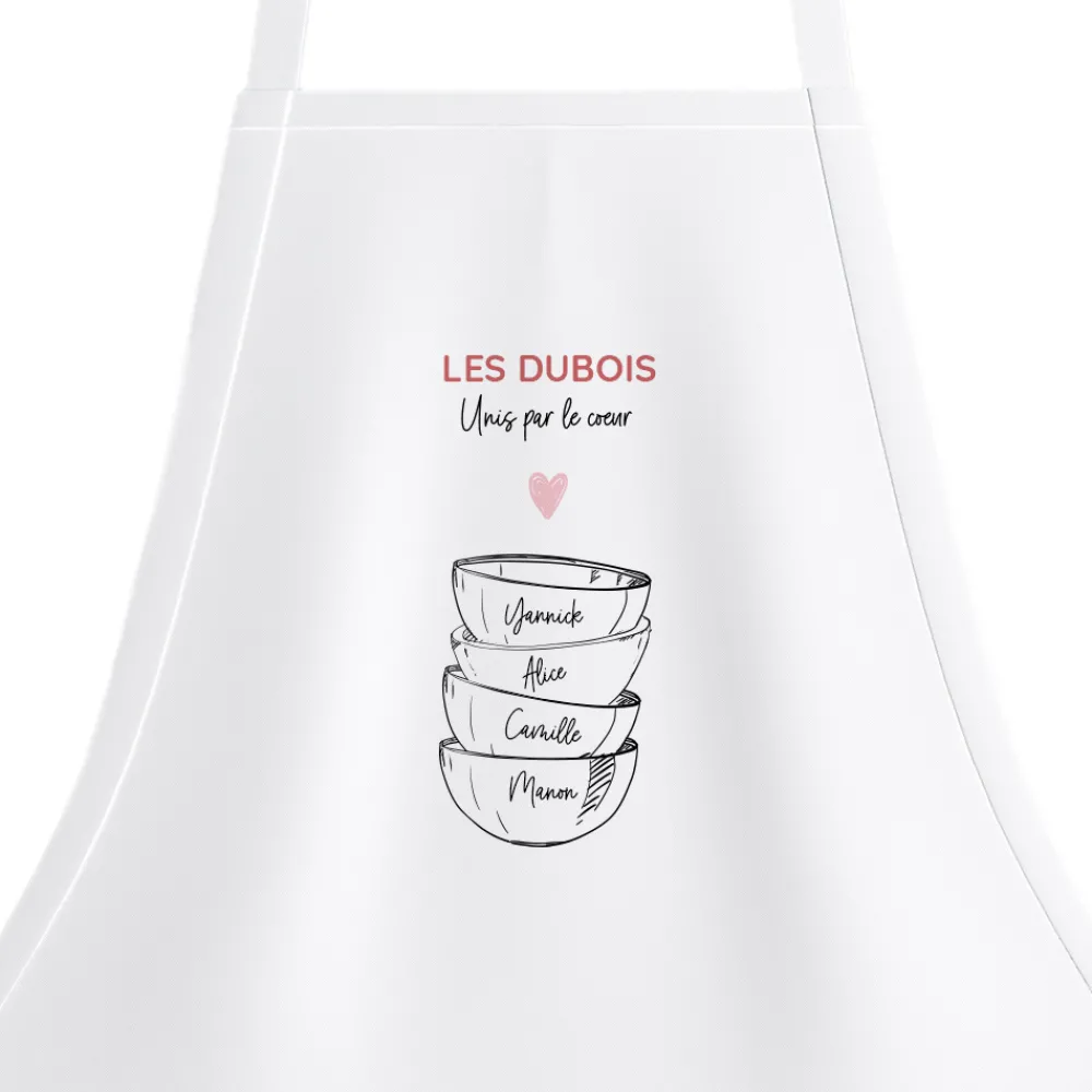 Tablier personnalisé - Bols prénoms famille|Cadeaux.com Online