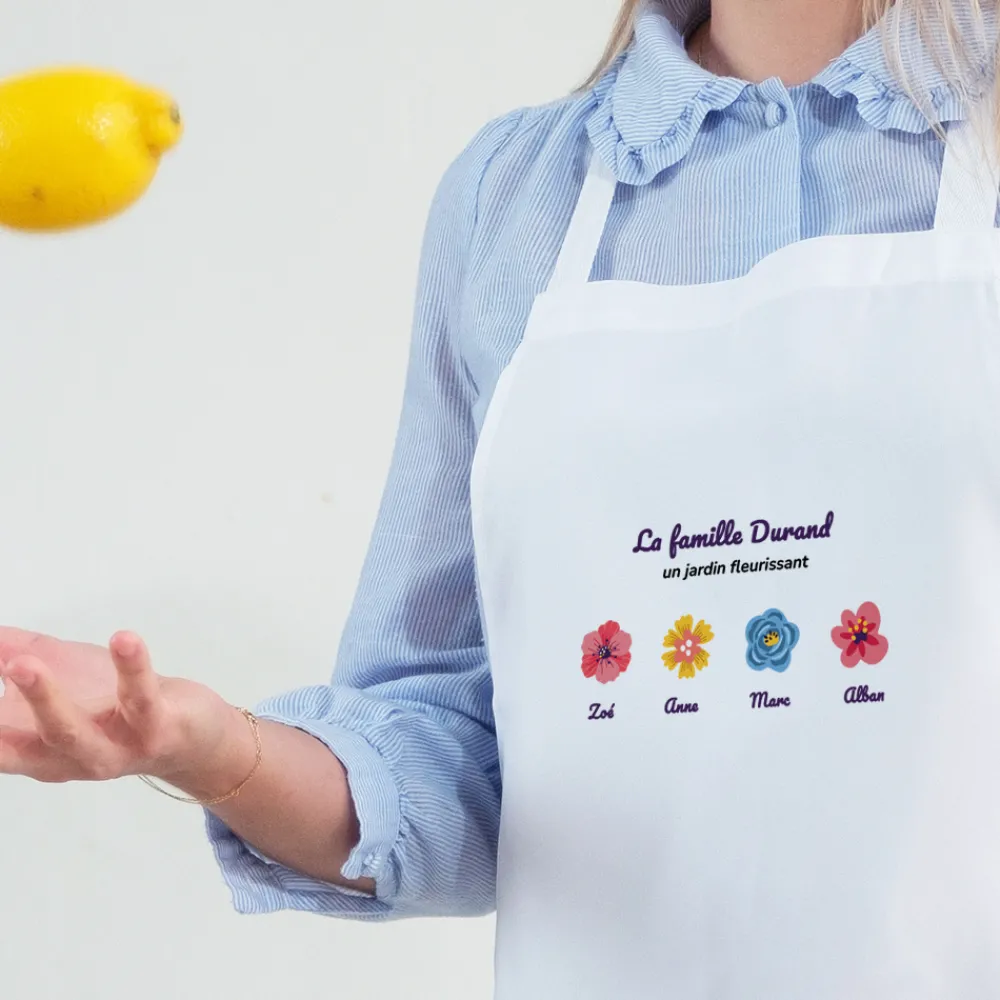 Tablier personnalisé - Famille fleurs|Cadeaux.com