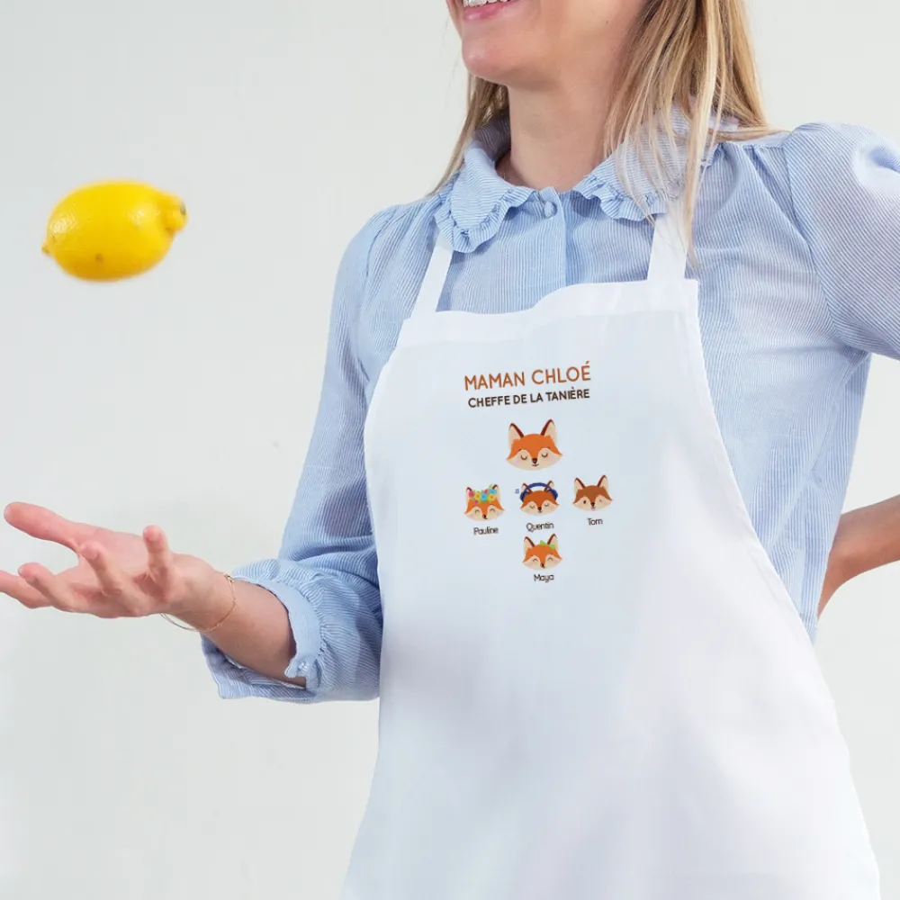 Tablier personnalisé - Maman Renard et sa meute|Cadeaux.com Discount