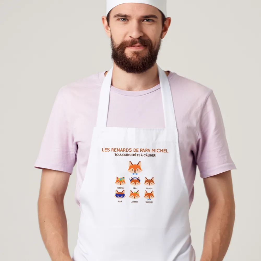 Tablier personnalisé - Papa Renard et sa meute|Cadeaux.com Outlet
