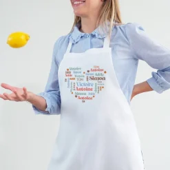 Tablier personnalisé prénoms - Coeur Famille|Cadeaux.com Discount