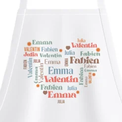 Tablier personnalisé prénoms - Coeur Famille|Cadeaux.com Discount