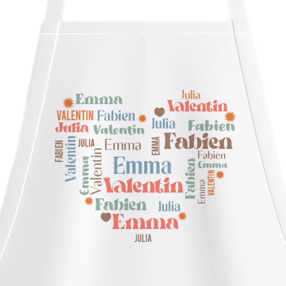 Tablier personnalisé prénoms - Coeur Famille|Cadeaux.com Discount
