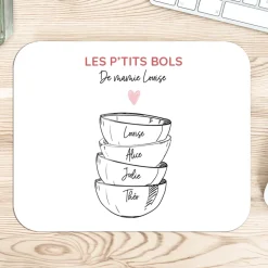 Tapis de souris personnalisé - Bols prénoms famille|Cadeaux.com Outlet