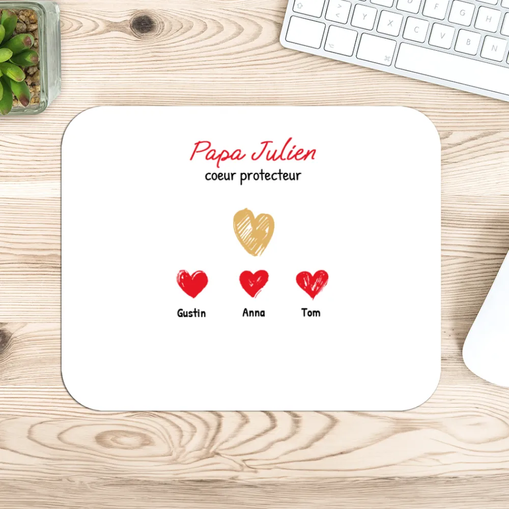 Tapis de souris personnalisé - Papa et ses petits coeurs|Cadeaux.com