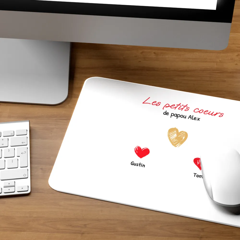 Tapis de souris personnalisé - Papa et ses petits coeurs|Cadeaux.com