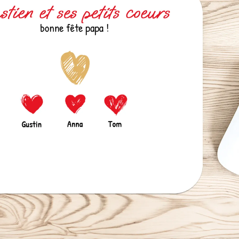 Tapis de souris personnalisé - Papa et ses petits coeurs|Cadeaux.com