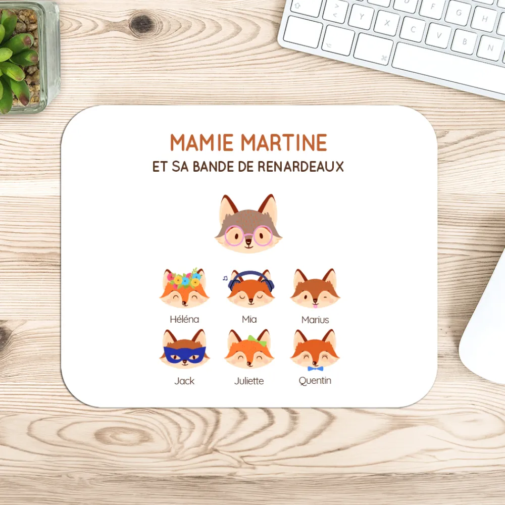 Tapis de souris personnalisé - Mamie Renard et sa meute|Cadeaux.com Discount