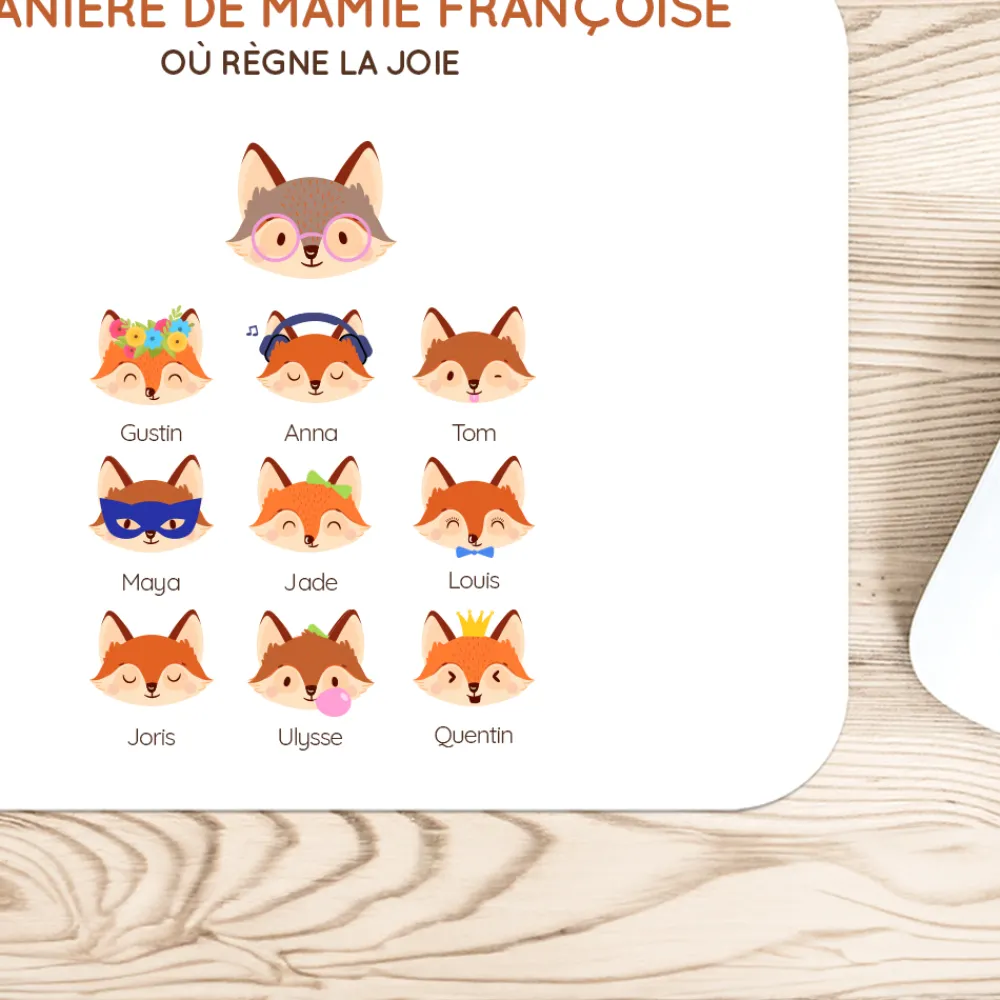 Tapis de souris personnalisé - Mamie Renard et sa meute|Cadeaux.com Discount