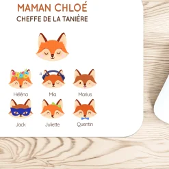 Tapis de souris personnalisé - Maman Renard et sa meute|Cadeaux.com