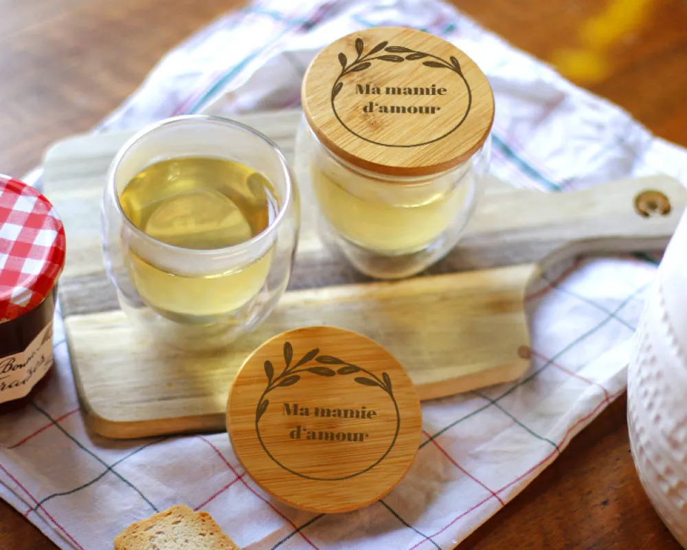 Tasse à thé en verre avec couvercle personnalisé - Prénom|Cadeaux.com Hot