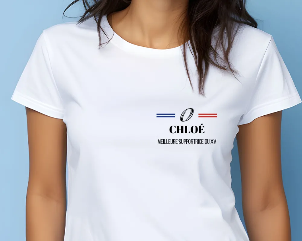 Tee shirt personnalisé femme - Supporter Rugby|Cadeaux.com New