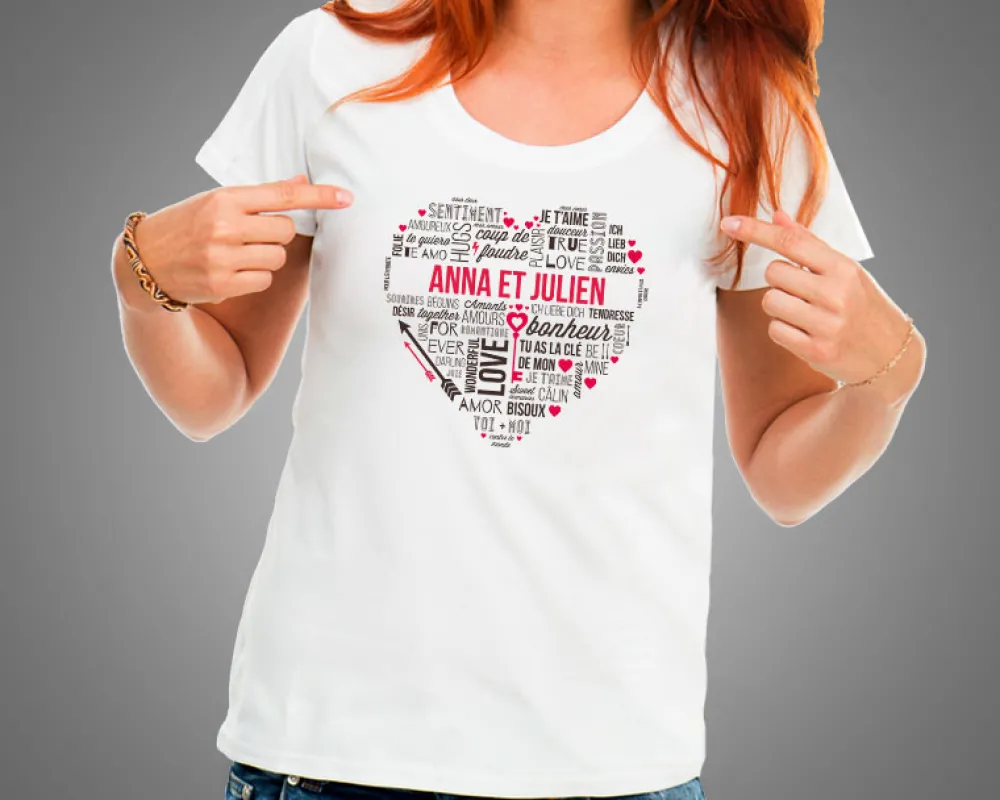 Tee shirt personnalisé femme - Mots d'Amour|Cadeaux.com Clearance