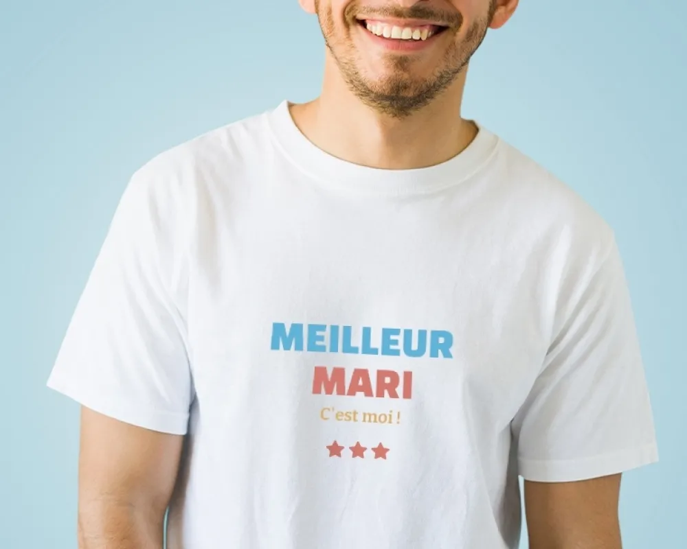 Tee shirt personnalisé homme - Meilleur Mari|Cadeaux.com Best